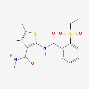 molecular formula C17H20N2O4S2 B2767444 2-(2-(ethylsulfonyl)benzamido)-N,4,5-trimethylthiophene-3-carboxamide CAS No. 886932-79-2