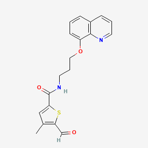 molecular formula C19H18N2O3S B2767445 5-Formyl-4-methyl-N-(3-quinolin-8-yloxypropyl)thiophene-2-carboxamide CAS No. 1384653-16-0