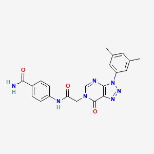 molecular formula C21H19N7O3 B2767446 4-[[2-[3-(3,5-Dimethylphenyl)-7-oxotriazolo[4,5-d]pyrimidin-6-yl]acetyl]amino]benzamide CAS No. 893923-45-0