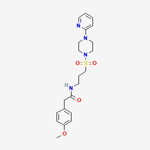 molecular formula C21H28N4O4S B2767449 2-(4-methoxyphenyl)-N-(3-((4-(pyridin-2-yl)piperazin-1-yl)sulfonyl)propyl)acetamide CAS No. 1021248-17-8
