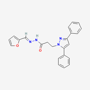 molecular formula C23H20N4O2 B2767450 3-(3,5-diphenyl-1H-pyrazol-1-yl)-N'-[(E)-furan-2-ylmethylidene]propanehydrazide CAS No. 890642-87-2