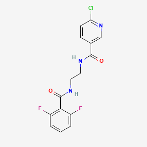 molecular formula C15H12ClF2N3O2 B2767456 6-chloro-N-{2-[(2,6-difluorophenyl)formamido]ethyl}pyridine-3-carboxamide CAS No. 1376259-22-1