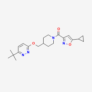 molecular formula C21H28N4O3 B2767460 [4-[(6-Tert-butylpyridazin-3-yl)oxymethyl]piperidin-1-yl]-(5-cyclopropyl-1,2-oxazol-3-yl)methanone CAS No. 2320572-64-1
