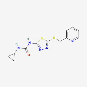 molecular formula C12H13N5OS2 B2767466 1-Cyclopropyl-3-(5-((pyridin-2-ylmethyl)thio)-1,3,4-thiadiazol-2-yl)urea CAS No. 1171202-31-5