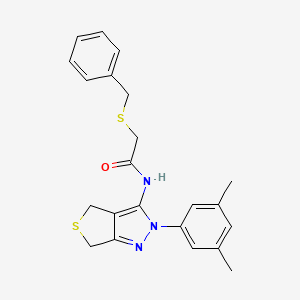molecular formula C22H23N3OS2 B2767467 2-(苄基硫)-N-(2-(3,5-二甲基苯基)-4,6-二氢-2H-噻吩并[3,4-c]吡嗪-3-基)乙酰胺 CAS No. 476459-44-6