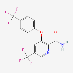 molecular formula C14H8F6N2O2 B2767472 5-(Trifluoromethyl)-3-[4-(trifluoromethyl)phenoxy]-2-pyridinecarboxamide CAS No. 338759-47-0