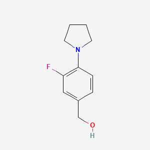molecular formula C11H14FNO B2767476 [3-Fluoro-4-(pyrrolidin-1-yl)phenyl]methanol CAS No. 676147-04-9
