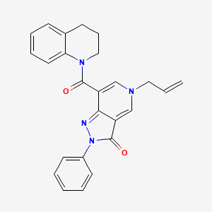 molecular formula C25H22N4O2 B2767480 2-phenyl-5-(prop-2-en-1-yl)-7-(1,2,3,4-tetrahydroquinoline-1-carbonyl)-2H,3H,5H-pyrazolo[4,3-c]pyridin-3-one CAS No. 921849-57-2