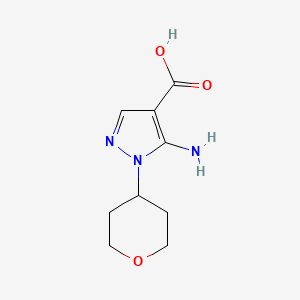 molecular formula C9H13N3O3 B2767481 5-amino-1-(oxan-4-yl)pyrazole-4-carboxylic acid CAS No. 2104763-08-6