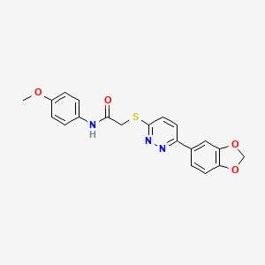 molecular formula C20H17N3O4S B2767482 2-[6-(1,3-benzodioxol-5-yl)pyridazin-3-yl]sulfanyl-N-(4-methoxyphenyl)acetamide CAS No. 872695-43-7