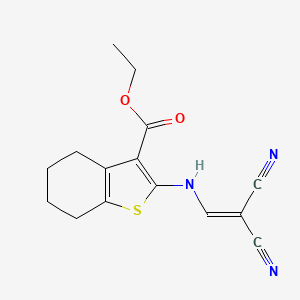 molecular formula C15H15N3O2S B2767485 Ethyl 2-(2,2-dicyanoethenylamino)-4,5,6,7-tetrahydro-1-benzothiophene-3-carboxylate CAS No. 329904-36-1