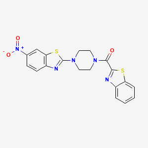 molecular formula C19H15N5O3S2 B2767486 Benzo[d]thiazol-2-yl(4-(6-nitrobenzo[d]thiazol-2-yl)piperazin-1-yl)methanone CAS No. 897474-10-1