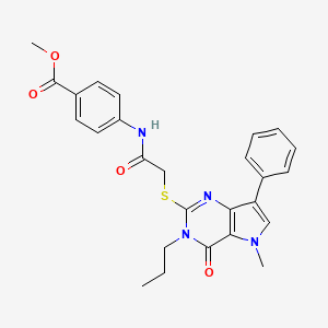 molecular formula C26H26N4O4S B2767489 methyl 4-(2-((5-methyl-4-oxo-7-phenyl-3-propyl-4,5-dihydro-3H-pyrrolo[3,2-d]pyrimidin-2-yl)thio)acetamido)benzoate CAS No. 1112034-29-3
