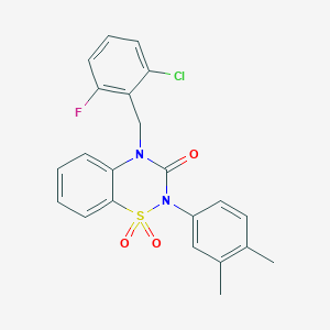 molecular formula C22H18ClFN2O3S B2767494 4-(2-chloro-6-fluorobenzyl)-2-(3,4-dimethylphenyl)-2H-1,2,4-benzothiadiazin-3(4H)-one 1,1-dioxide CAS No. 895653-12-0