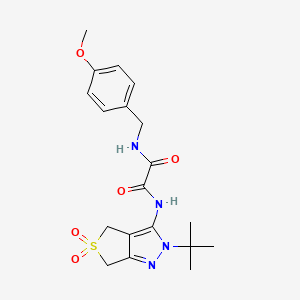 molecular formula C19H24N4O5S B2767498 N1-(2-(叔丁基)-5,5-二氧化-4,6-二氢-2H-噻吩[3,4-c]吡唑-3-基)-N2-(4-甲氧基苯甲基)草酰胺 CAS No. 899995-10-9
