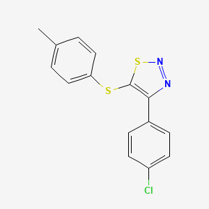 molecular formula C15H11ClN2S2 B2767505 4-(4-Chlorophenyl)-5-[(4-methylphenyl)sulfanyl]-1,2,3-thiadiazole CAS No. 338408-55-2