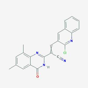 B2767511 3-(2-Chloroquinolin-3-yl)-2-(6,8-dimethyl-4-oxo-3,4-dihydroquinazolin-2-yl)prop-2-enenitrile CAS No. 380390-27-2