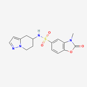 molecular formula C15H16N4O4S B2767513 3-methyl-2-oxo-N-(4,5,6,7-tetrahydropyrazolo[1,5-a]pyridin-5-yl)-2,3-dihydrobenzo[d]oxazole-5-sulfonamide CAS No. 2034540-84-4
