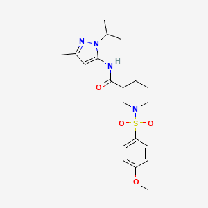 molecular formula C20H28N4O4S B2767514 N-(1-异丙基-3-甲基-1H-吡唑-5-基)-1-((4-甲氧基苯基)磺酰)哌嗪-3-羧酰胺 CAS No. 1170202-71-7
