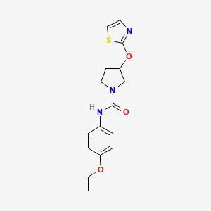 molecular formula C16H19N3O3S B2767518 N-(4-乙氧基苯基)-3-(噻唑-2-氧基)吡咯烷-1-甲酰胺 CAS No. 2199234-58-5