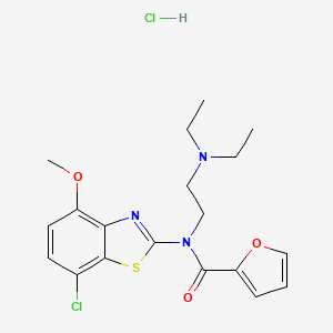 molecular formula C19H23Cl2N3O3S B2767520 N-(7-chloro-4-methoxybenzo[d]thiazol-2-yl)-N-(2-(diethylamino)ethyl)furan-2-carboxamide hydrochloride CAS No. 1216489-65-4