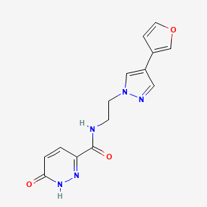 molecular formula C14H13N5O3 B2767525 N-(2-(4-(呋喃-3-基)-1H-吡唑-1-基)乙基)-6-氧代-1,6-二氢吡啶-3-甲酰胺 CAS No. 2034288-62-3