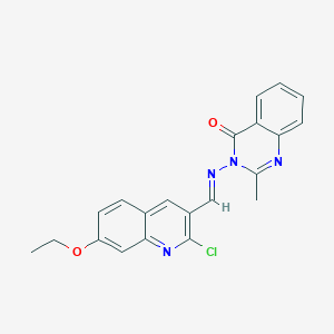 molecular formula C21H17ClN4O2 B2767527 (E)-3-(((2-chloro-7-ethoxyquinolin-3-yl)methylene)amino)-2-methylquinazolin-4(3H)-one CAS No. 304880-23-7