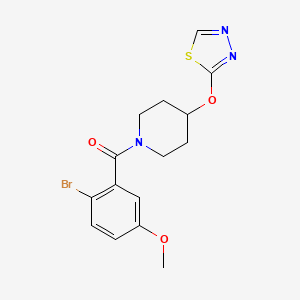 molecular formula C15H16BrN3O3S B2767548 (4-((1,3,4-Thiadiazol-2-yl)oxy)piperidin-1-yl)(2-bromo-5-methoxyphenyl)methanone CAS No. 2320505-05-1