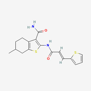 molecular formula C17H18N2O2S2 B2767551 (E)-6-methyl-2-(3-(thiophen-2-yl)acrylamido)-4,5,6,7-tetrahydrobenzo[b]thiophene-3-carboxamide CAS No. 392323-05-6