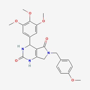 molecular formula C23H25N3O6 B2767555 6-(4-methoxybenzyl)-4-(3,4,5-trimethoxyphenyl)-3,4,6,7-tetrahydro-1H-pyrrolo[3,4-d]pyrimidine-2,5-dione CAS No. 946270-72-0