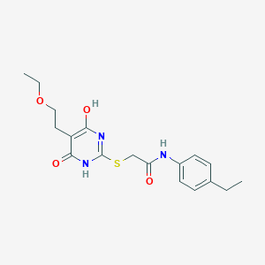 molecular formula C18H23N3O4S B276756 2-{[5-(2-ethoxyethyl)-4-hydroxy-6-oxo-1,6-dihydropyrimidin-2-yl]sulfanyl}-N-(4-ethylphenyl)acetamide 