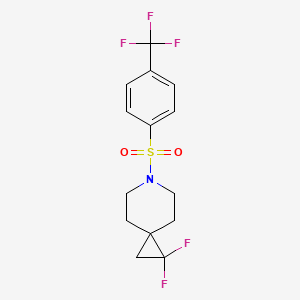 molecular formula C14H14F5NO2S B2767562 1,1-Difluoro-6-[4-(trifluoromethyl)benzenesulfonyl]-6-azaspiro[2.5]octane CAS No. 2097916-12-4