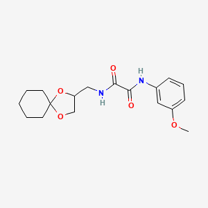 molecular formula C18H24N2O5 B2767565 N1-(1,4-dioxaspiro[4.5]decan-2-ylmethyl)-N2-(3-methoxyphenyl)oxalamide CAS No. 900006-76-0