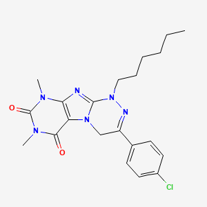 3-(4-chlorophenyl)-1-hexyl-7,9-dimethyl-7,9-dihydro-[1,2,4]triazino[3,4-f]purine-6,8(1H,4H)-dione
