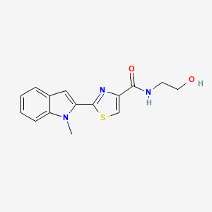 molecular formula C15H15N3O2S B2767583 N-(2-hydroxyethyl)-2-(1-methyl-1H-indol-2-yl)thiazole-4-carboxamide CAS No. 1172749-93-7