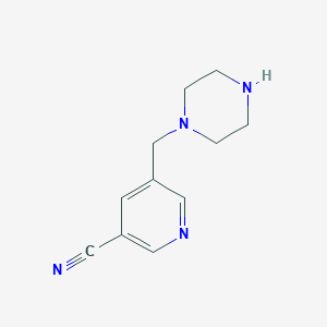 molecular formula C11H14N4 B2767585 5-[(哌嗪-1-基)甲基]吡啶-3-碳腈 CAS No. 2092857-00-4
