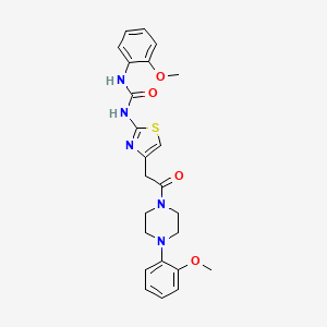 molecular formula C24H27N5O4S B2767596 1-(2-Methoxyphenyl)-3-(4-(2-(4-(2-methoxyphenyl)piperazin-1-yl)-2-oxoethyl)thiazol-2-yl)urea CAS No. 897621-80-6