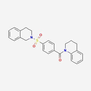molecular formula C25H24N2O3S B2767599 1-[4-(1,2,3,4-四氢异喹啉-2-磺酰)苯甲酰]-1,2,3,4-四氢喹啉 CAS No. 391876-88-3