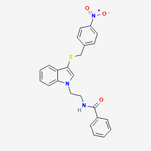 molecular formula C24H21N3O3S B2767605 N-[2-[3-[(4-nitrophenyl)methylsulfanyl]indol-1-yl]ethyl]benzamide CAS No. 532969-46-3