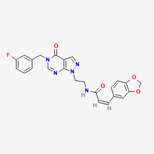 molecular formula C24H20FN5O4 B2767607 (Z)-3-(benzo[d][1,3]dioxol-5-yl)-N-(2-(5-(3-fluorobenzyl)-4-oxo-4,5-dihydro-1H-pyrazolo[3,4-d]pyrimidin-1-yl)ethyl)acrylamide CAS No. 1007290-47-2