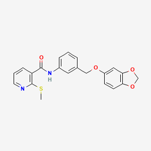 molecular formula C21H18N2O4S B2767608 N-{3-[(2H-1,3-benzodioxol-5-yloxy)methyl]phenyl}-2-(methylsulfanyl)pyridine-3-carboxamide CAS No. 1223483-02-0