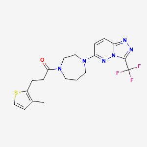 molecular formula C19H21F3N6OS B2767609 3-(3-Methylthiophen-2-yl)-1-[4-[3-(trifluoromethyl)-[1,2,4]triazolo[4,3-b]pyridazin-6-yl]-1,4-diazepan-1-yl]propan-1-one CAS No. 2380145-42-4