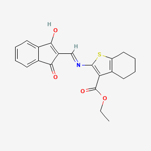 Ethyl 2-(((1,3-dioxoindan-2-ylidene)methyl)amino)-4,5,6,7-tetrahydrobenzo[B]thiophene-3-carboxylate