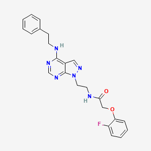 molecular formula C23H23FN6O2 B2767630 2-(2-fluorophenoxy)-N-(2-(4-(phenethylamino)-1H-pyrazolo[3,4-d]pyrimidin-1-yl)ethyl)acetamide CAS No. 1171574-99-4