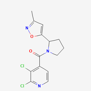 molecular formula C14H13Cl2N3O2 B2767632 2,3-Dichloro-4-[2-(3-methyl-1,2-oxazol-5-yl)pyrrolidine-1-carbonyl]pyridine CAS No. 2094492-23-4