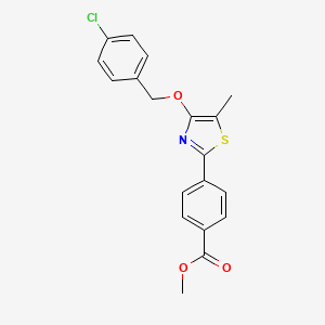 molecular formula C19H16ClNO3S B2767637 Methyl 4-{4-[(4-chlorobenzyl)oxy]-5-methyl-1,3-thiazol-2-yl}benzenecarboxylate CAS No. 338409-58-8
