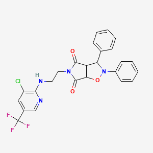 molecular formula C25H20ClF3N4O3 B2767645 5-(2-{[3-chloro-5-(trifluoromethyl)-2-pyridinyl]amino}ethyl)-2,3-diphenyldihydro-2H-pyrrolo[3,4-d]isoxazole-4,6(3H,5H)-dione CAS No. 321391-93-9