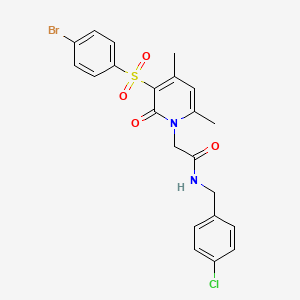 molecular formula C22H20BrClN2O4S B2767646 2-(3-((4-bromophenyl)sulfonyl)-4,6-dimethyl-2-oxopyridin-1(2H)-yl)-N-(4-chlorobenzyl)acetamide CAS No. 1251709-22-4