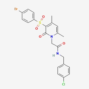 molecular formula C22H20BrClN2O4S B2767646 2-(3-((4-溴苯基)磺酰)-4,6-二甲基-2-氧代吡啶-1(2H)-基)-N-(4-氯苯甲基)乙酰胺 CAS No. 1251709-22-4