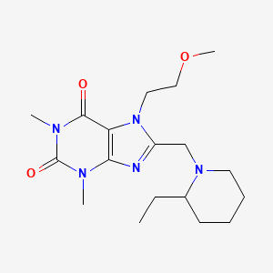 molecular formula C18H29N5O3 B2767654 8-[(2-Ethylpiperidin-1-yl)methyl]-7-(2-methoxyethyl)-1,3-dimethylpurine-2,6-dione CAS No. 838883-81-1